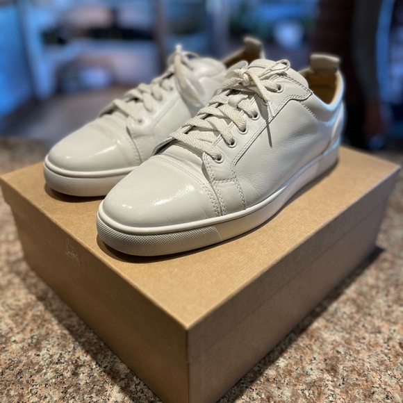 Christian Louboutin Louis Junior Flat Calf White Sneakers - Picture 1 of 7